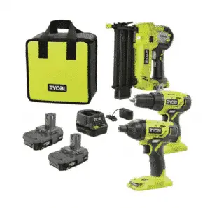 ryobi 3 in 1 kit home depot air compressor nail gun combo